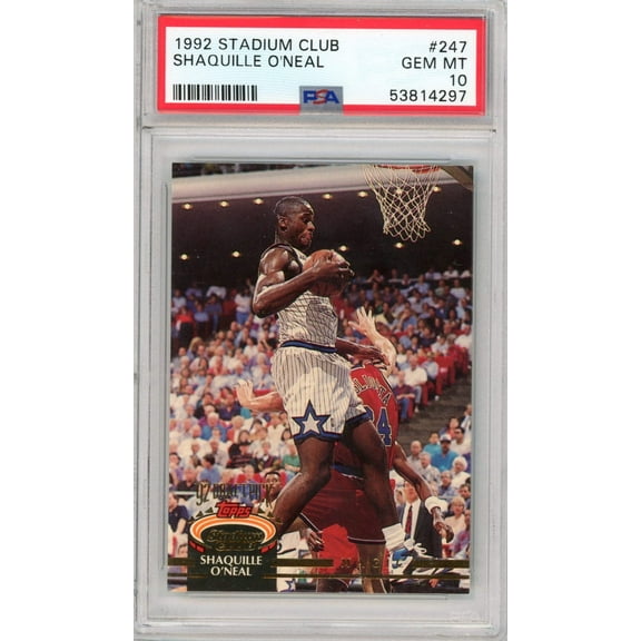 Graded 1992 Stadium Club Shaquille O'Neal #247 Rookie RC Basketball Card PSA 10 Gem Mint