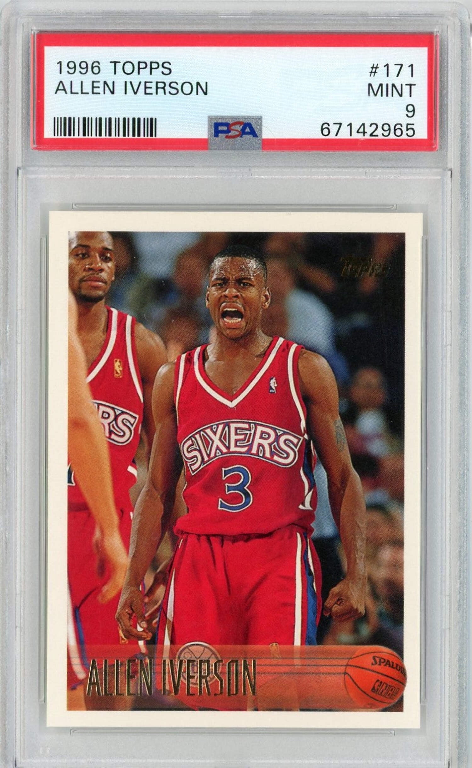 Graded 1996 Topps Allen Iverson #171 Rookie RC Basketball Card PSA