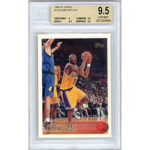 Graded 1996 Topps Kobe Bryant #138 Rookie RC Basketball Card BGS 9.5 Gem Mint