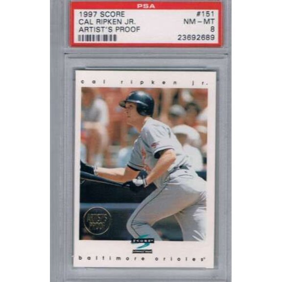 Graded 1997 Score Artist's Proofs White Border #151 Cal Ripken Jr PSA 8 Orioles Baseball Card
