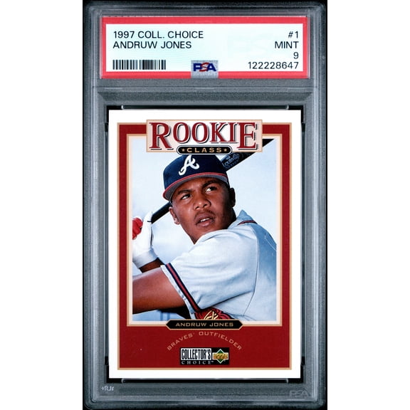 Graded 1997 Upper Deck Collectors Choice Andruw Jones #1 Rookie RC Baseball Card PSA 9 Mint