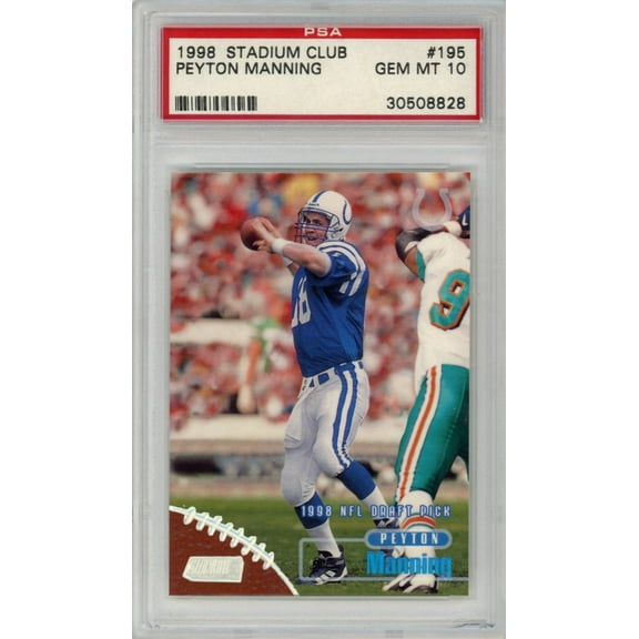 Graded 1998 Stadium Club Peyton Manning #195 Rookie RC Football Card PSA 10 Gem Mint