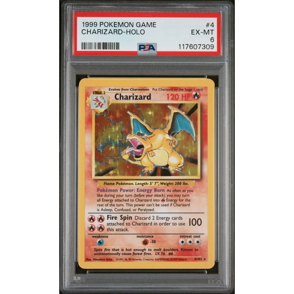 Graded 1999 Pokemon Charizard Holo PSA 6 #4 Trading Card