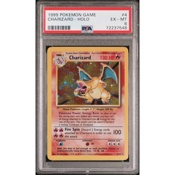 Graded 1999 Pokemon Charizard Holo PSA 6 #4 Trading Card
