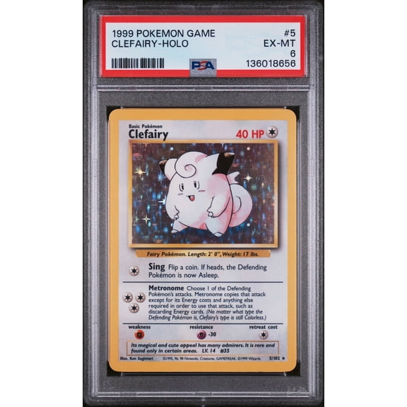 Graded 1999 Pokemon Clefairy Holo PSA 6 #5 Trading Card
