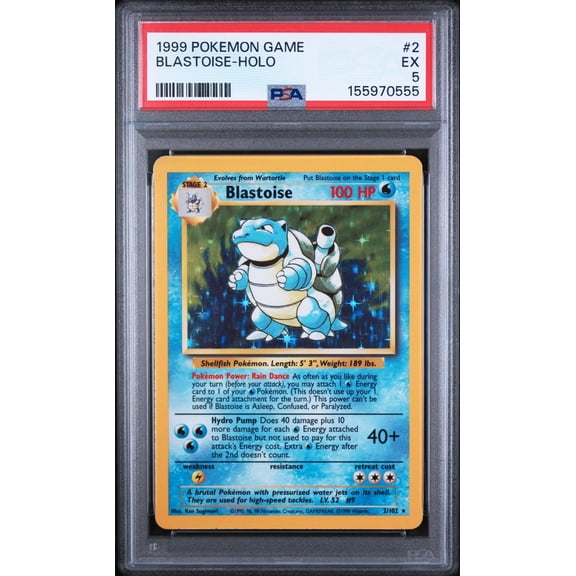 Graded 1999 Pokemon Game Blastoise-Holo #2 Trading Card Game PSA 5 Excellent