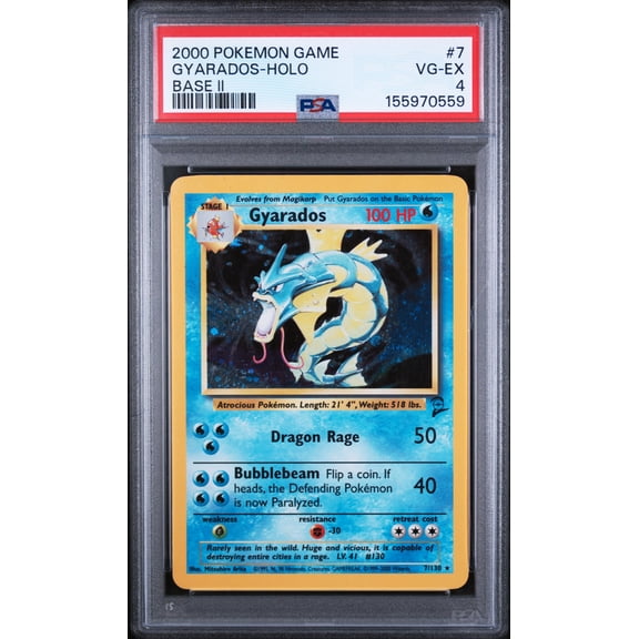Graded 2000 Pokemon Game Base Ii Gyarados-Holo #7 Trading Card Game PSA 4 Very Good