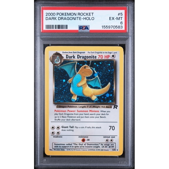 Graded 2000 Pokemon Rocket Dark Dragonite-Holo #5 Trading Card Game PSA 6 Excellent