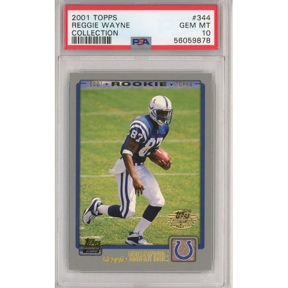 Graded 2001 Topps Collection Reggie Wayne #344 Rookie RC Football Card PSA 10 Gem Mint