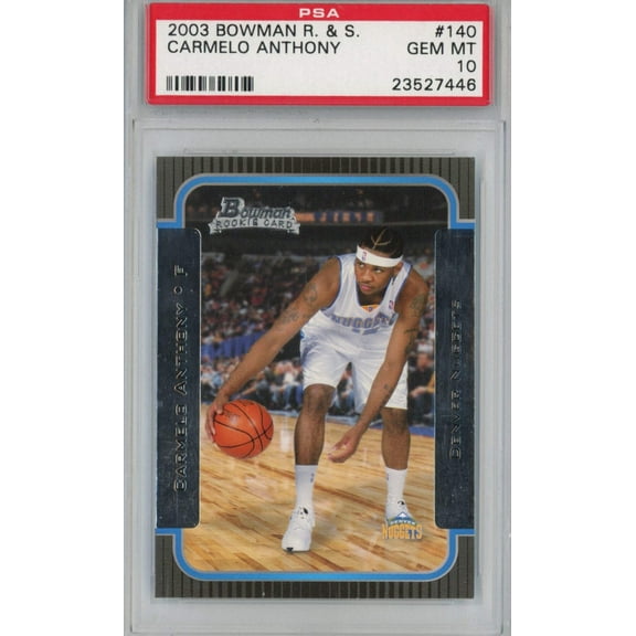 Graded 2003-04 Bowman Rookies  Stars Carmelo Anthony #140 Rookie RC Basketball Card PSA 10 Gem Mint