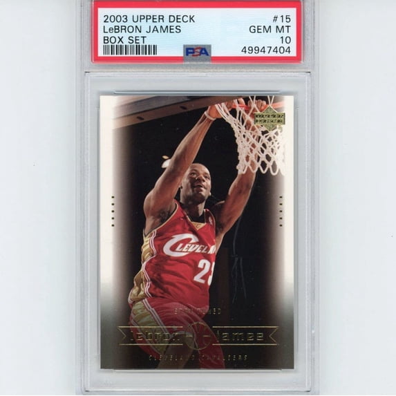 Graded 2003-04 Upper Deck LeBron James #15 Box Set Rookie RC Basketball Card PSA 10 Gem Mint