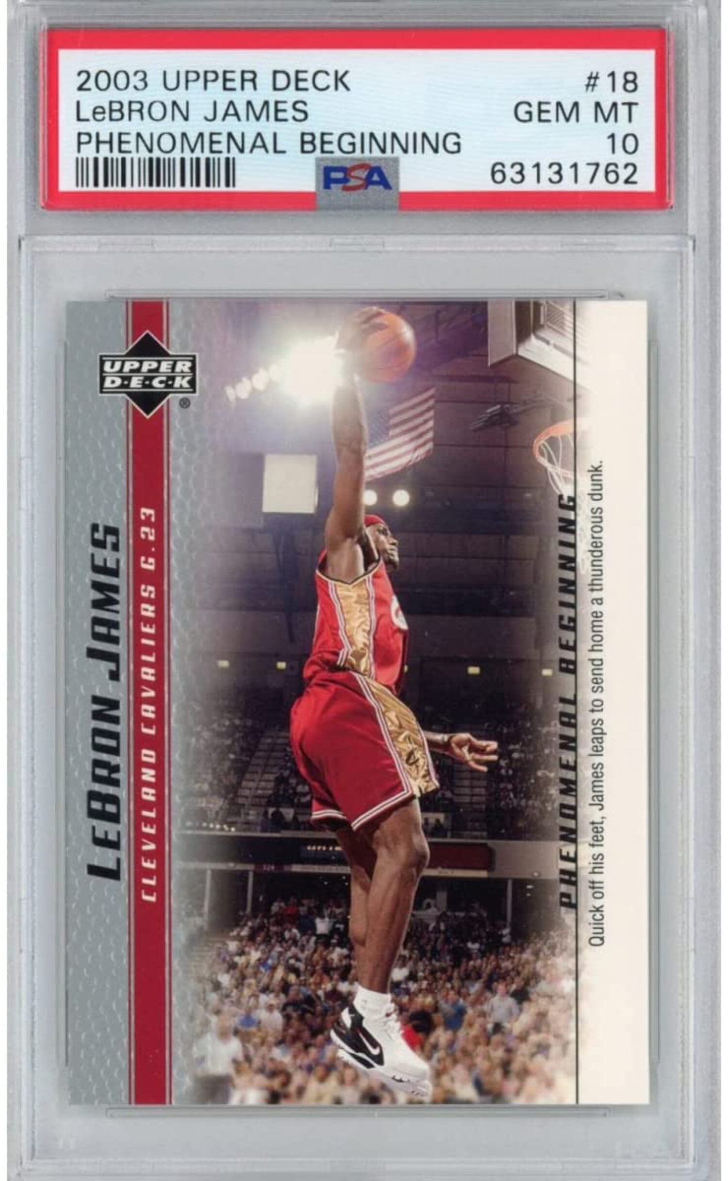 lebron james graded rookie card 2002 Rookie Review NBA Laser Cut #6 PGI 10 proof acrylic case for preservation 2003-04 Upper Deck Box Set