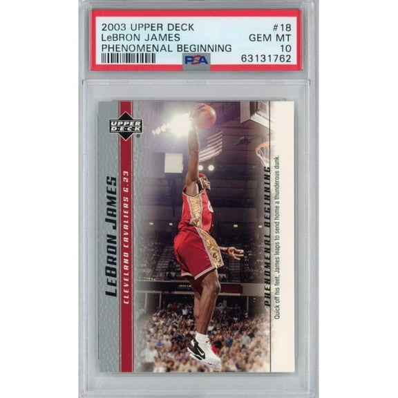 Graded 2003-04 Upper Deck UD LeBron James #18 Phenomenal Beginning Rookie RC Basketball Card PSA 10 Gem Mint