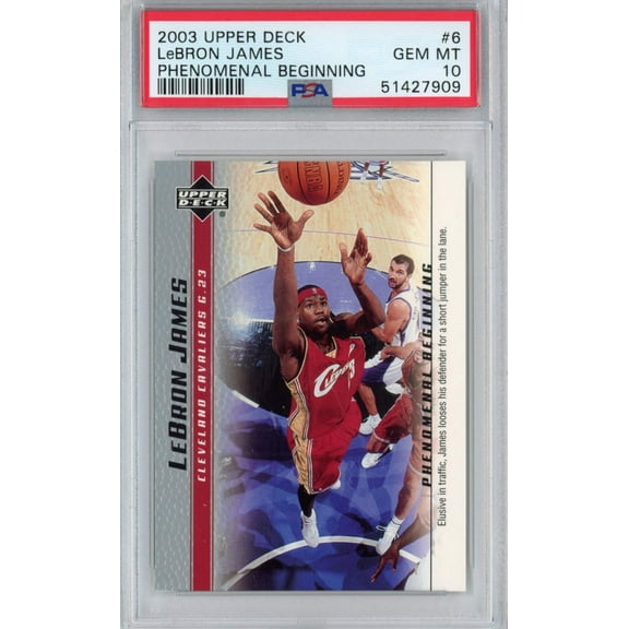 Graded 2003-04 Upper Deck UD LeBron James #6 Phenomenal Beginning Rookie RC Basketball Card PSA 10 Gem Mint
