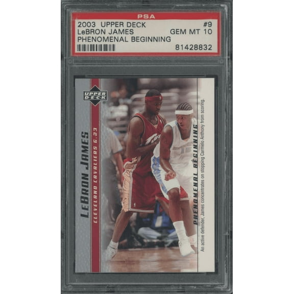 Graded 2003-04 Upper Deck UD LeBron James #9 Phenomenal Beginning Rookie RC Basketball Card PSA 10 Gem Mint