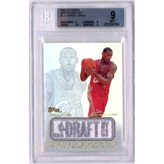 Graded 2003 Topps Jersey Edition LeBron James #LJ Rookie RC Basketball Card BGS 9 Mint