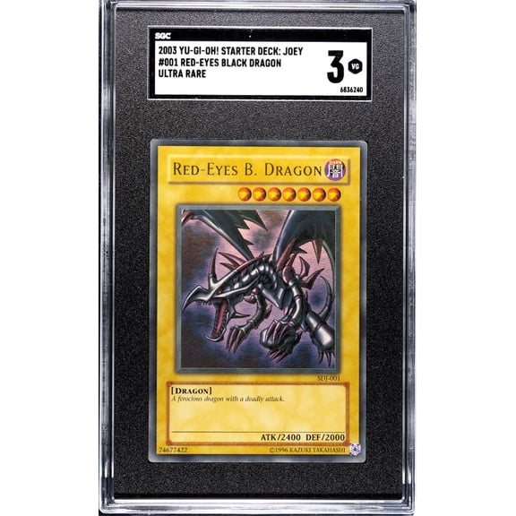 Graded 2003 Yu-Gi-Oh! Starter Deck Joey Red-Eyes Black Dragon SGC 3 SDJ-001 Trading Card