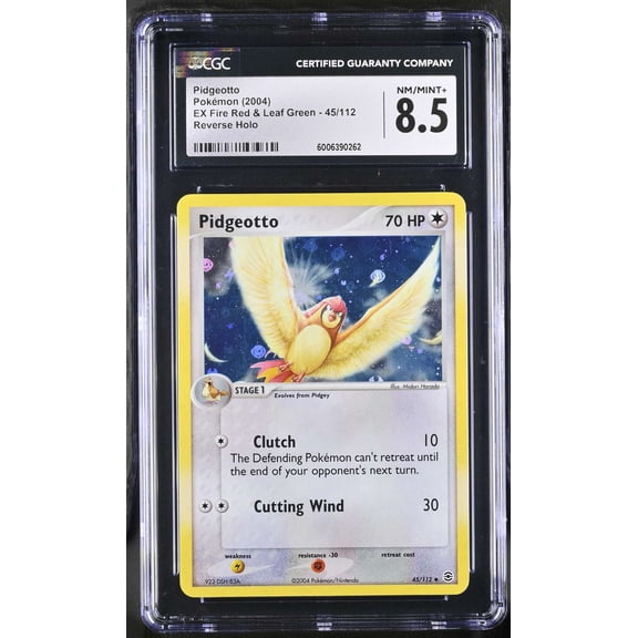 Graded 2004 Pokemon EX Fire Red & Leaf Green Pidgeotto Reverse Holo CGC 8.5 45/112