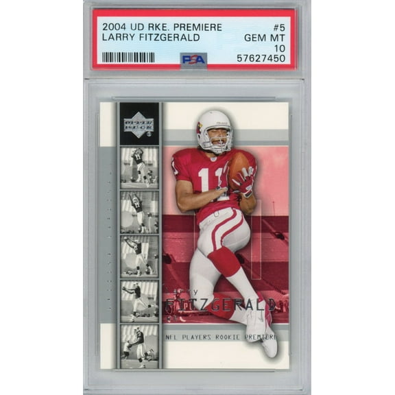 Graded 2004 Upper Deck UD Premiere Larry Fitzgerald #5 Rookie RC Football Card PSA 10 Gem Mint