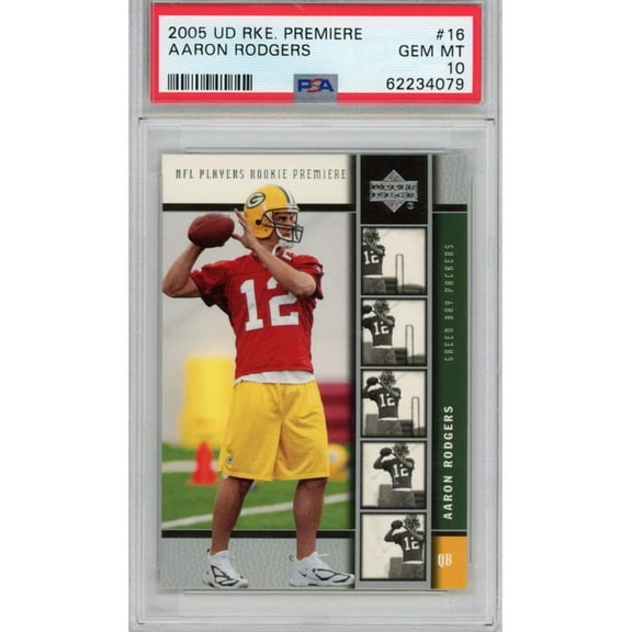 Graded 2005 Upper Deck UD Premiere Aaron Rodgers #16 Rookie RC Football Card PSA 10 Gem Mint