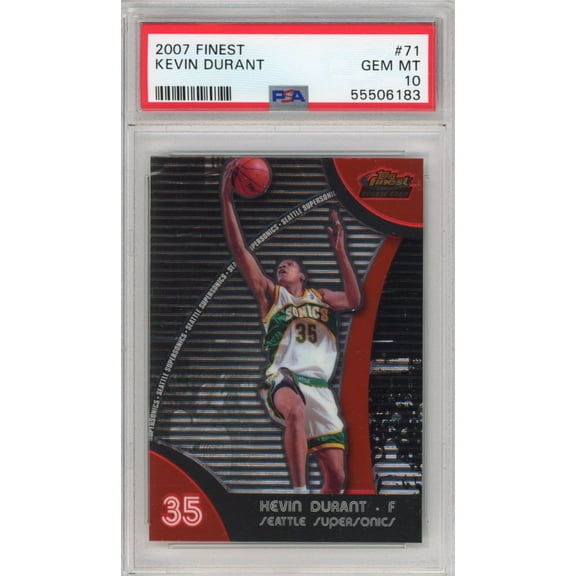 Graded 2007-08 Topps Finest Kevin Durant #71 Rookie RC Basketball Card PSA 10 Gem Mint