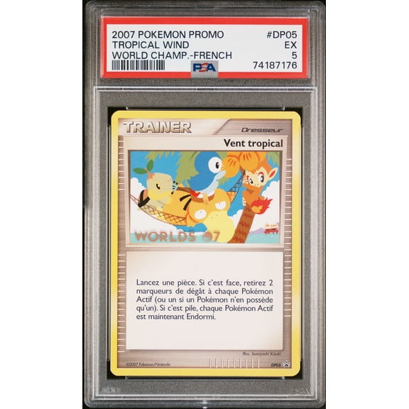 Graded 2007 PSA 5 Pokemon World Championships Promo Tropical Wind Promo World Champ French #DP05