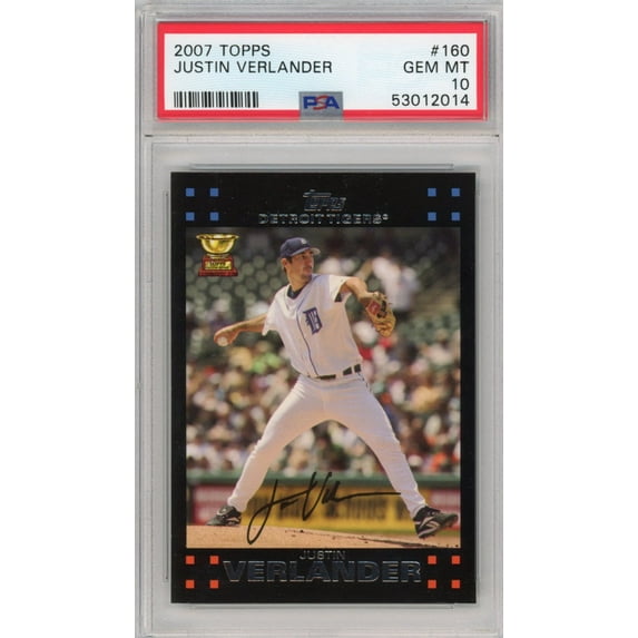 Graded 2007 Topps Justin Verlander #160 Rookie Cup RC Baseball Card PSA 10 Gem Mint