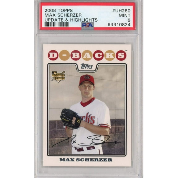 Graded 2008 Topps Update Highlights Max Scherzer #UH280 Rookie RC Baseball Card PSA 9 Mint