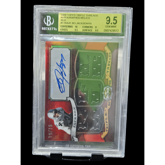 Graded 2009 Topps Triple Threads Autographed Relics Red Bo Jackson #TTRA41 /15 BGS 9.5 Auto 10