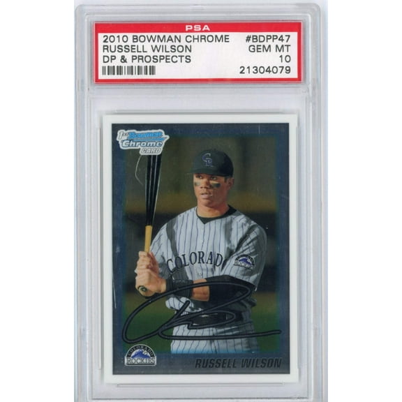 Graded 2010 Bowman Draft Picks  Prospects Russell Wilson #BDPP47 Chrome Rookie RC Football Card PSA 10 Gem Mint