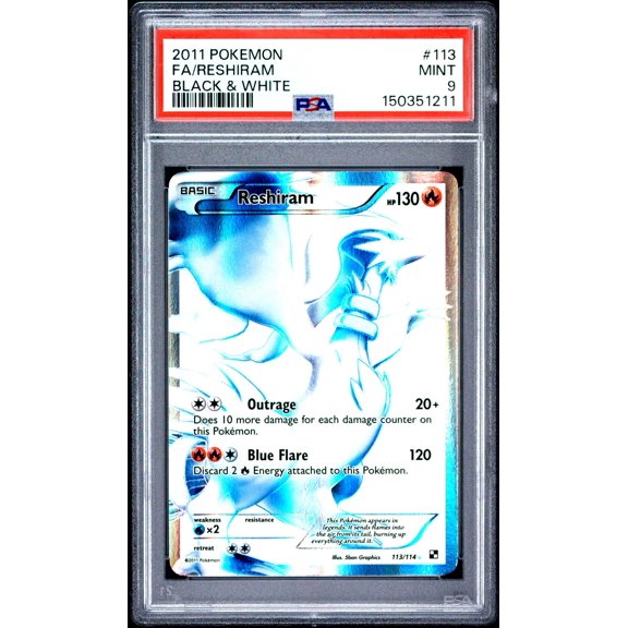 Graded 2011 Pokemon Black & White Reshiram FA PSA 9 #113