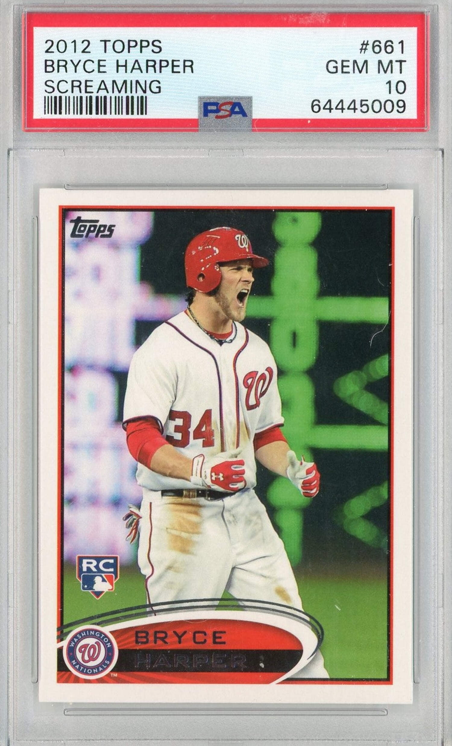 Graded 2012 Topps Bryce Harper #661 Screaming Rookie RC Baseball 