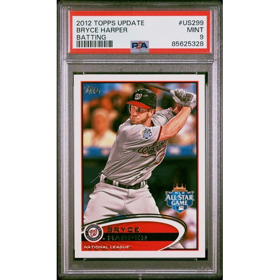 Graded 2012 Topps Update Bryce Harper #US299 Batting Rookie RC Baseball Card PSA 9 Mint