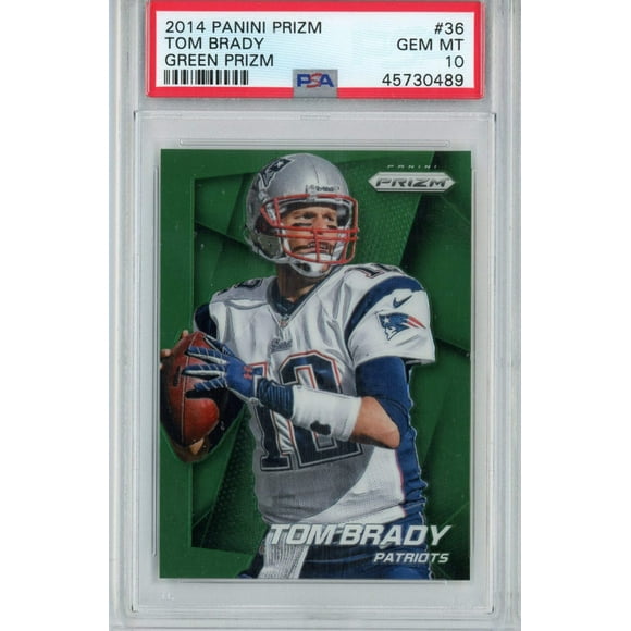 Graded 2014 Panini Prizm Green Prizm Tom Brady #36 Football Card PSA 10 Gem Mint
