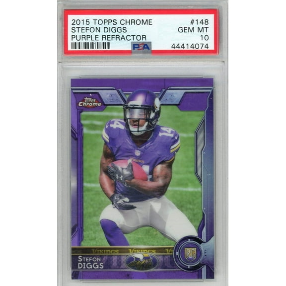 Graded 2015 Topps Chrome Stefon Diggs #148 Purple Refractor Rookie RC Football Card PSA 10 Gem Mint