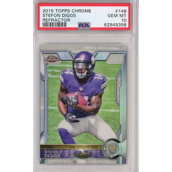 Graded 2015 Topps Chrome Stefon Diggs #148 Refractor Rookie RC Football Card PSA 10 Gem Mint