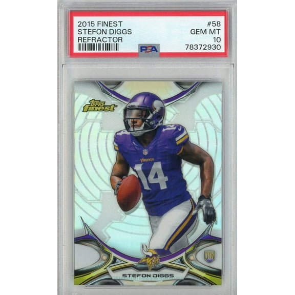 Graded 2015 Topps Finest Stefon Diggs #58 Refractor Rookie RC Football Card PSA 10 Gem Mint