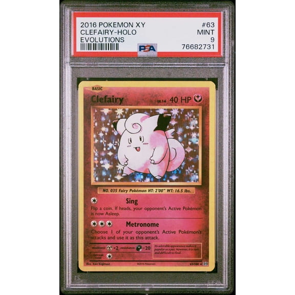 Graded 2016 Pokemon XY Evolutions Clefairy Holo PSA 9 #63