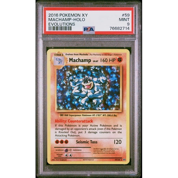 Graded 2016 Pokemon XY Evolutions Machamp Holo PSA 9 #59 Trading Card