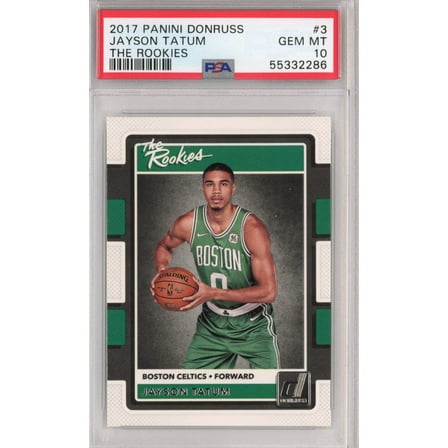 Graded 2017-18 Panini Donruss Jayson Tatum #3 The Rookies RC Basketball Card PSA 10 Gem Mint