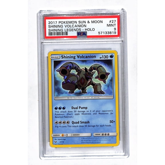 Graded 2017 PSA 9 #27 Shining Volcanion Shining Legends Holo Pokemon Sun & Moon Trading Card