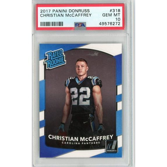Graded 2017 Panini Donruss Christian McCaffrey #318 Rookie RC Football Card PSA 10 Gem Mint