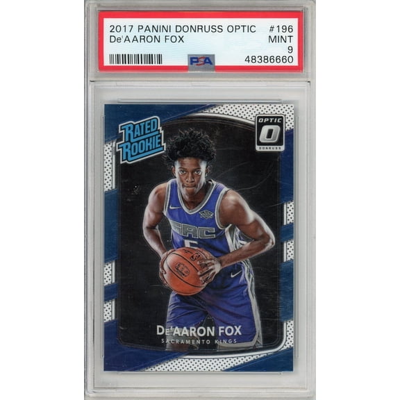 Graded 2017 Panini Donruss Optic De'Aaron Fox Rookie #196 PSA 9 Sacramento Kings Basketball Card