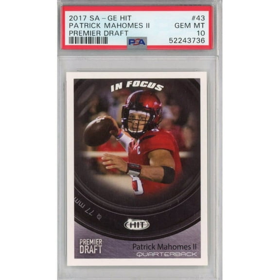 Graded 2017 Sage SA-GE Hit Premier Draft Patrick Mahomes II #43 In Focus Rookie RC Football Card PSA 10 Gem Mint