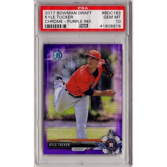 Graded 2017 Topps Bowman Draft Kyle Tucker #BDC183 Chrome Purple Refractor /250 Rookie RC Baseball Card PSA 10 Gem Mint