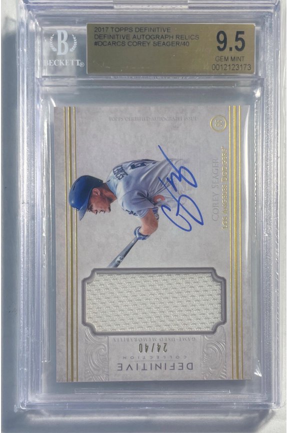 Graded 2017 Topps Definitive Collection Definitive Autograph Relics Corey Seager #DCARCS /40 BGS 9.5 Auto 10