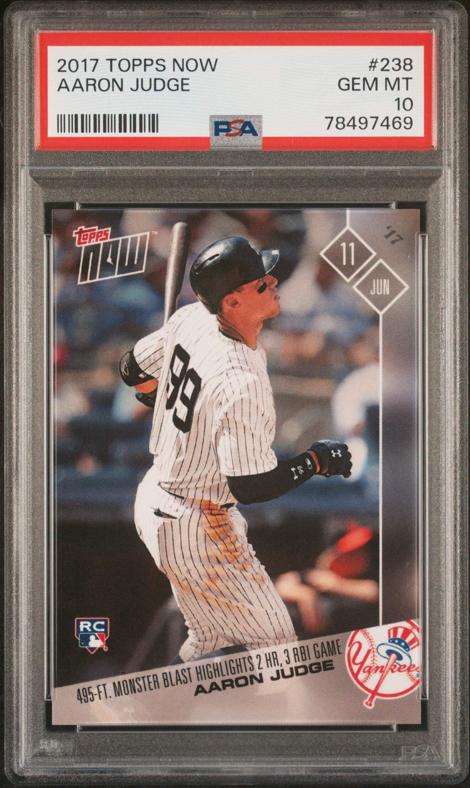 Graded 2017 Topps Now Aaron Judge #238 Rookie RC Baseball Card PSA 10