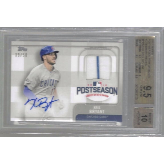 Graded 2017 Topps Postseason Performance Autograph Relics Kris Bryant BGS 9.5 Auto 10 #PPARKB