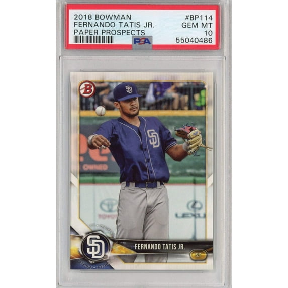 Graded 2018 Topps Bowman Fernando Tatis Jr. #BP114 Paper Prospects Rookie RC Baseball Card PSA 10 Gem Mint