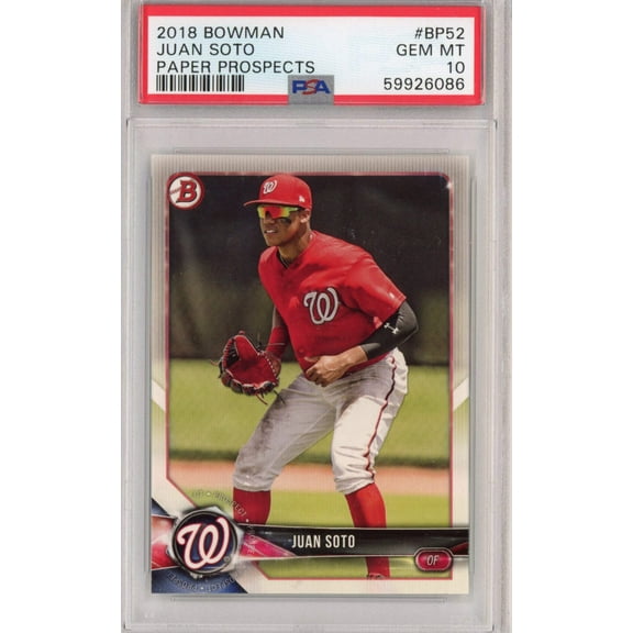 Graded 2018 Bowman Paper Prospects Juan Soto #BP52 Rookie RC Baseball Card PSA 10 Gem Mint